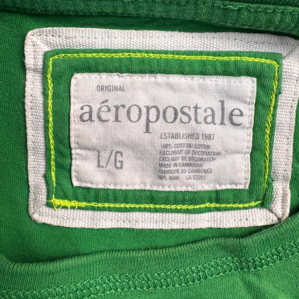 Vintage Aeropostale T Shirt Womens Large Green Y2K Spellout Graphic Tee Preppy - Picture 3 of 7
